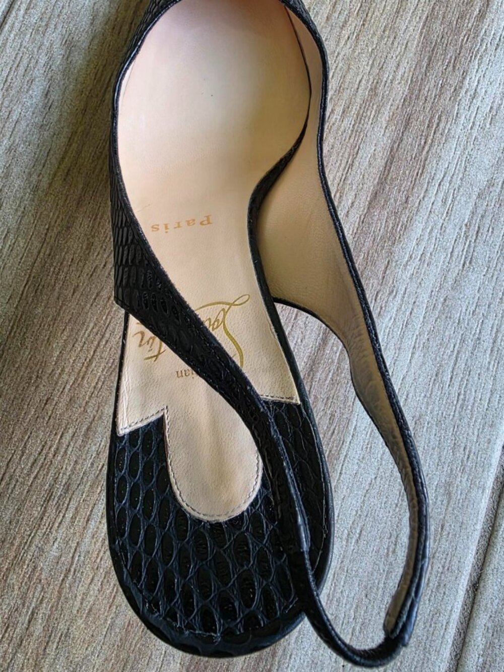 Christian Louboutin Black Lizard Print Slingback Shoes Eur. 37 - Picture 9 of 13